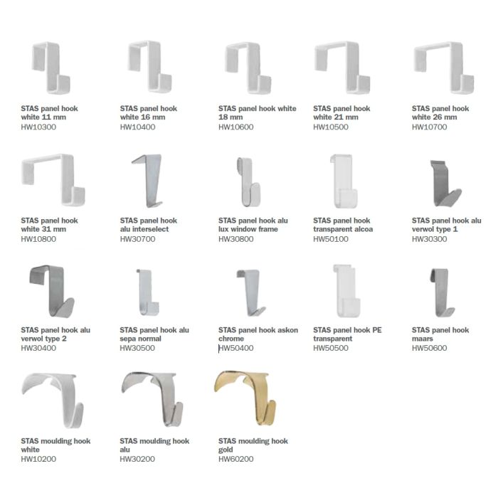 STAS partition wall hooks - STAS panel hooks - STAS moulding hooks